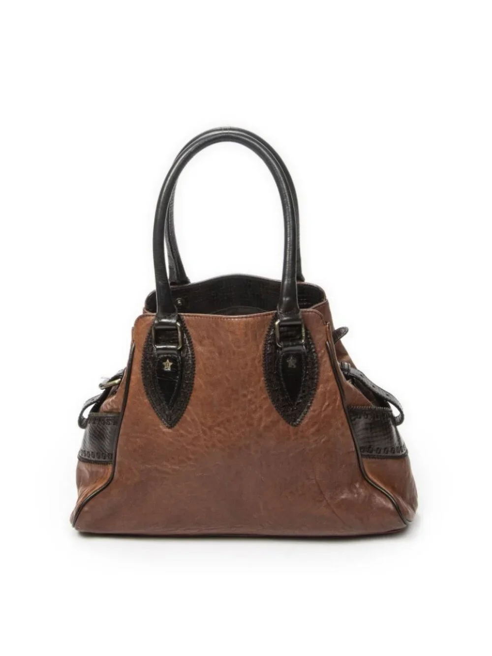 Fendi Small du Jour Tote Bag Brown Spike Calfskin Leather